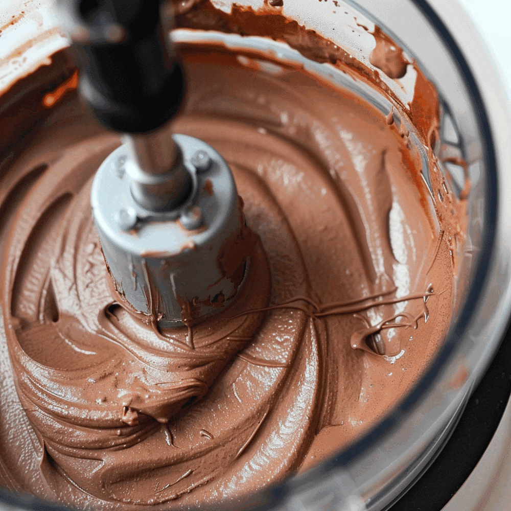 3 Ingredient High Protein Cottage Cheese Chocolate Mousse Moms Love 11 Smooth blended cottage cheese chocolate mousse in a food processor