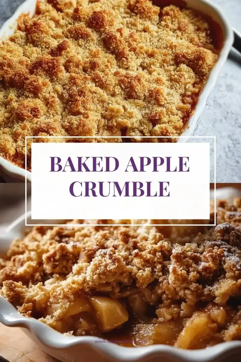Delicious baked apple crumble topped with a golden, buttery crumble crust