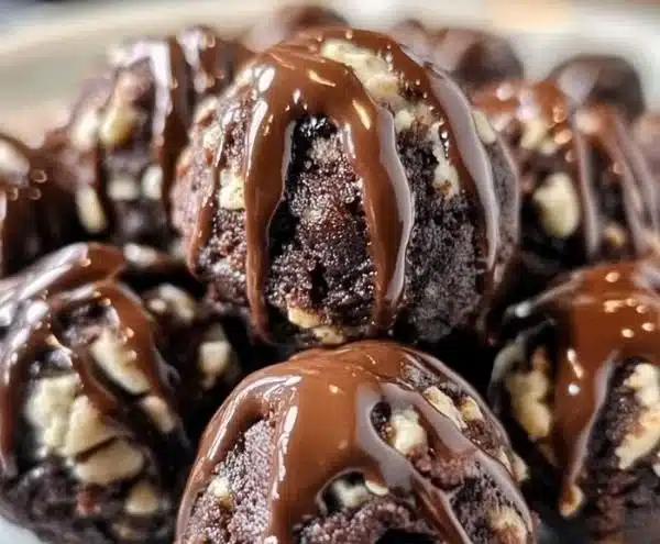 Delicious no-bake cottage cheese brownie batter protein bites in a bowl