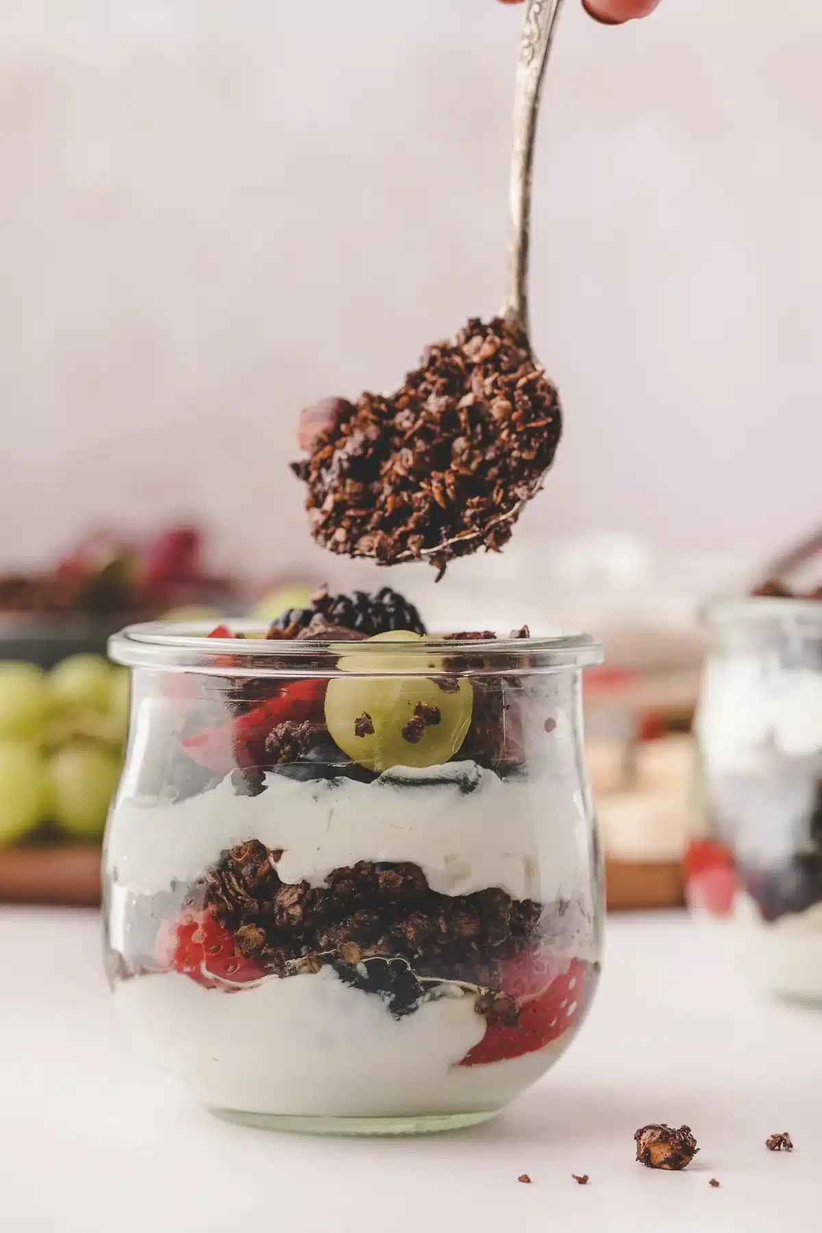 Yogurt Parfait with Fruit and Chocolate Granola