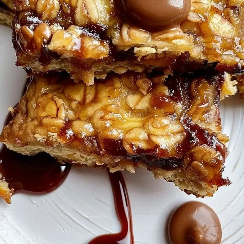 4 Ingredient Peanut Butter Banana Bars on a wooden plate